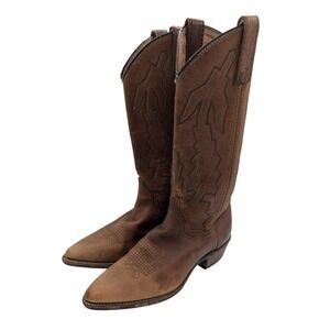 Dan Post Western Cowboy Boots Brown Leather Stitching Men Size 7 M